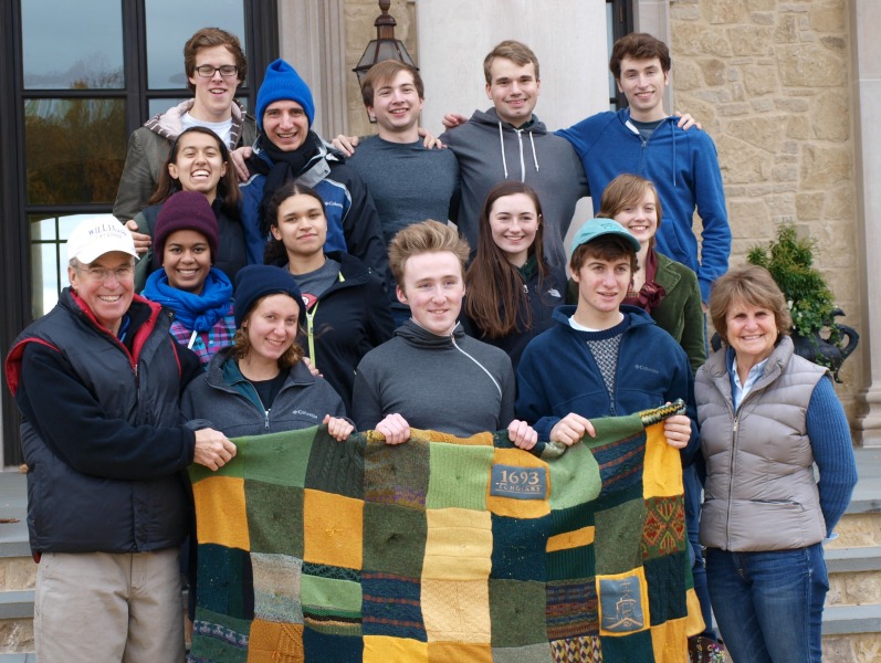 The handmade quilt had several patches with the 1693 Scholar logo